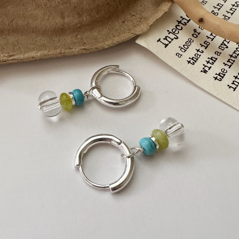CLEAR QUARTZ BEAD EARRINGS