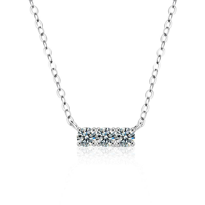 3-Moissanite Pendant Necklace in S925 Sterling Silver