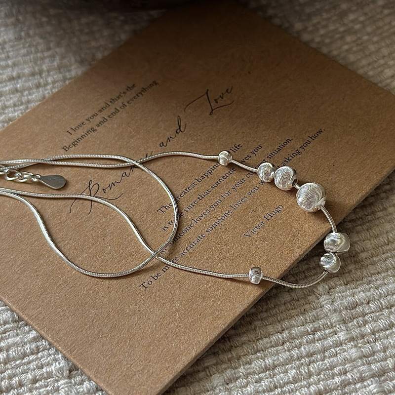 PURE SILVER BEAD PENDANT NECKLACE