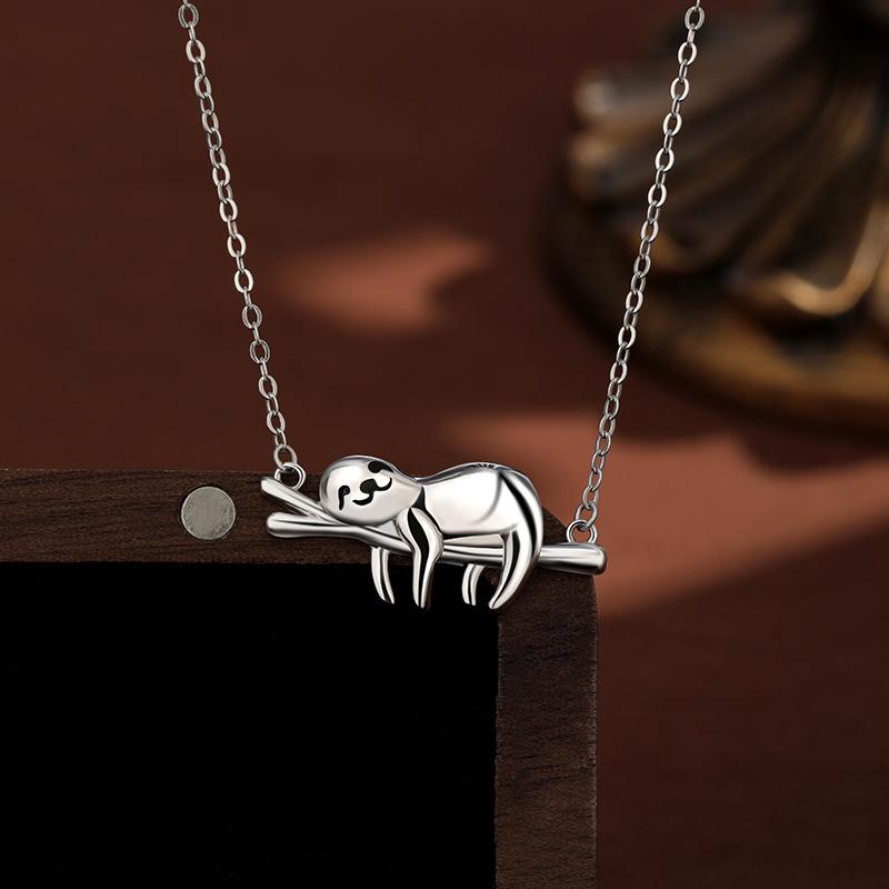 S925 Sterling Silver Sloth-shaped Pendant Necklace