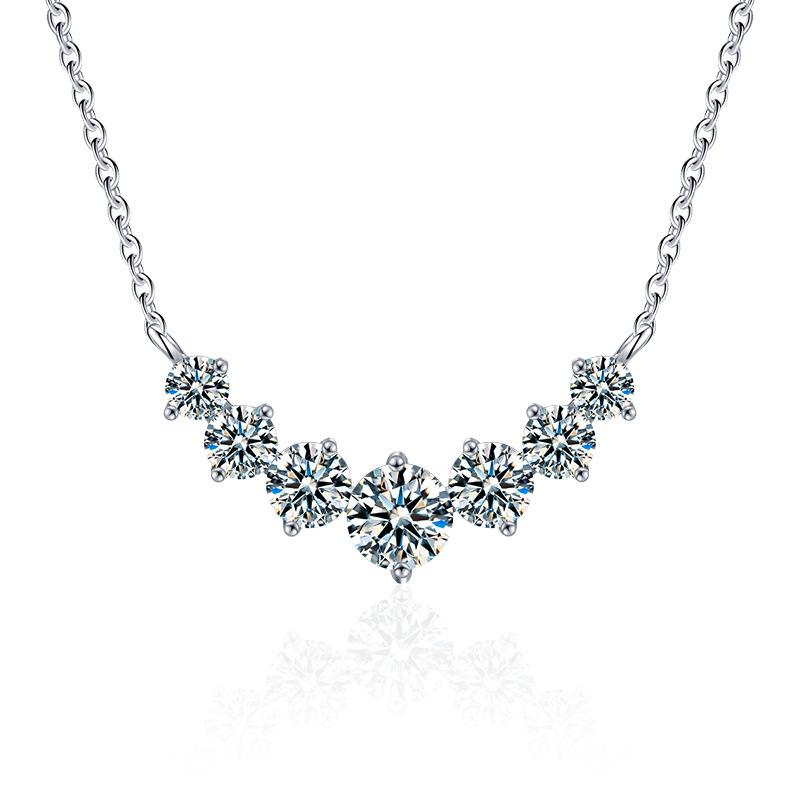 7-Moissanite Pendant Necklace in S925 Sterling Silver