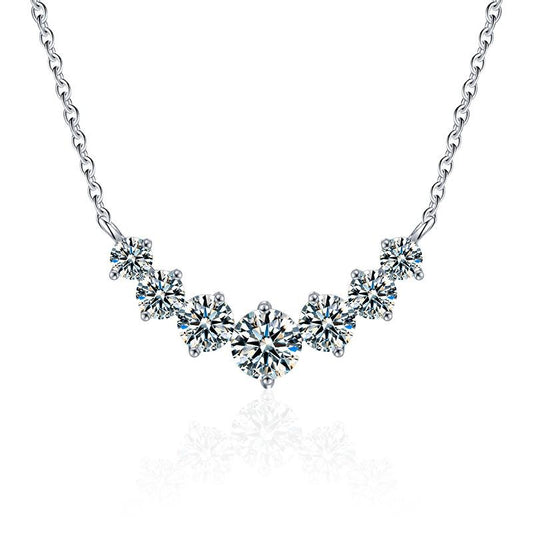 7-Moissanite Pendant Necklace in S925 Sterling Silver