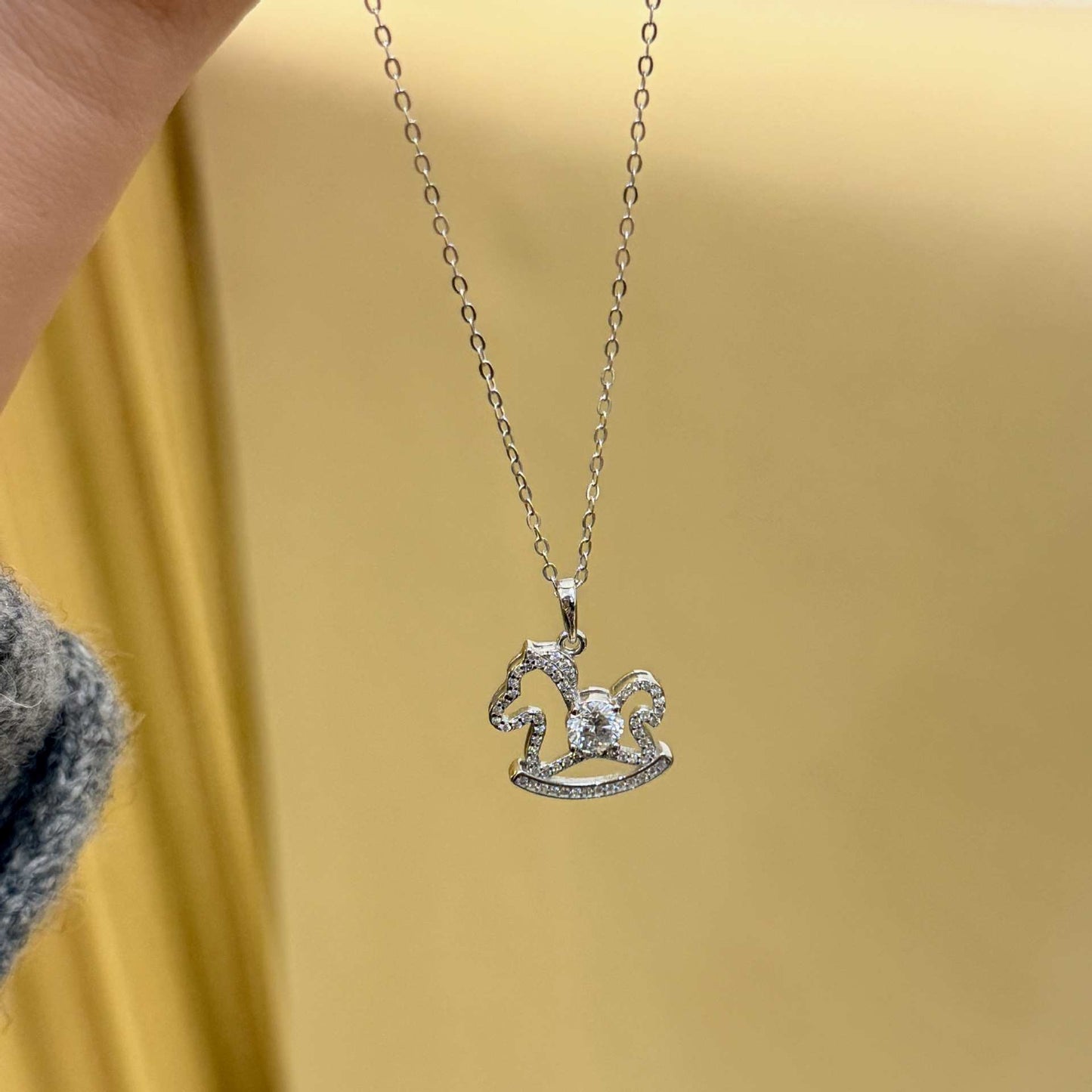 MOISSANITE CAROUSEL HORSE NECKLACE