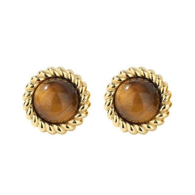 Tiger's Eye Twisted Wire Earrings
