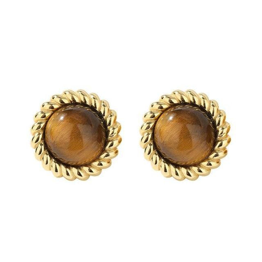 Tiger's Eye Twisted Wire Earrings