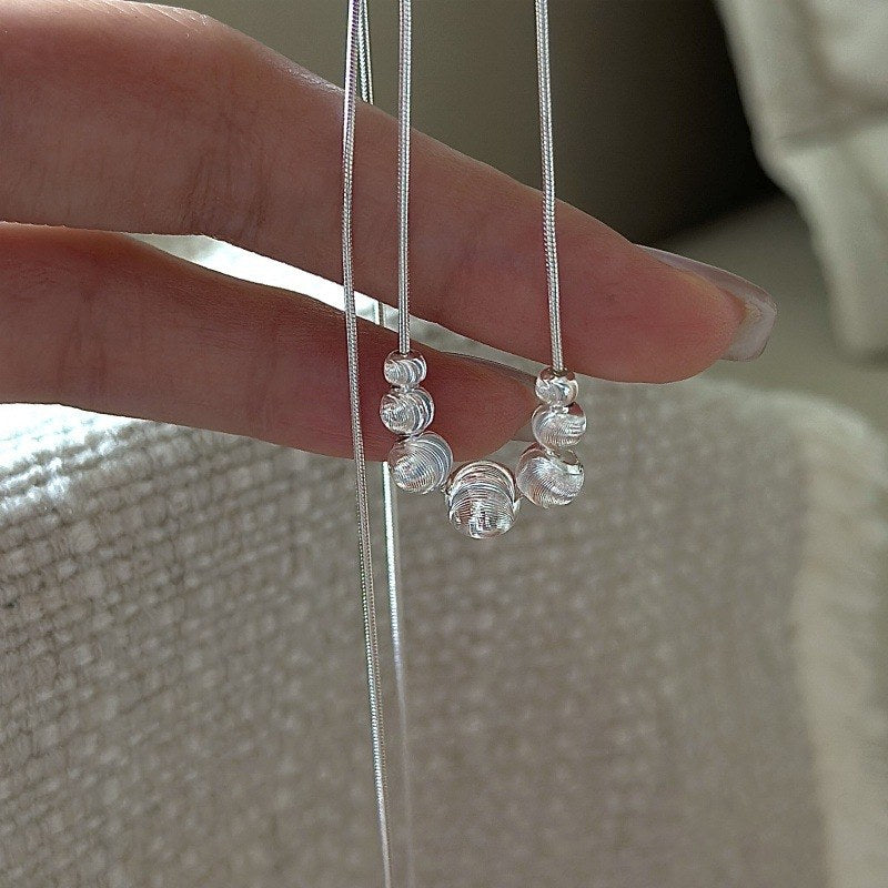 PURE SILVER BEAD PENDANT NECKLACE