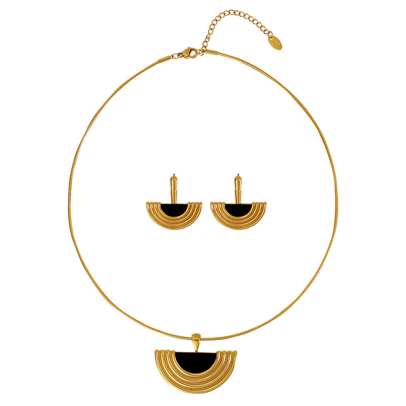 SEMICIRCULAR PENDANT NECKLACE & EARRING SET