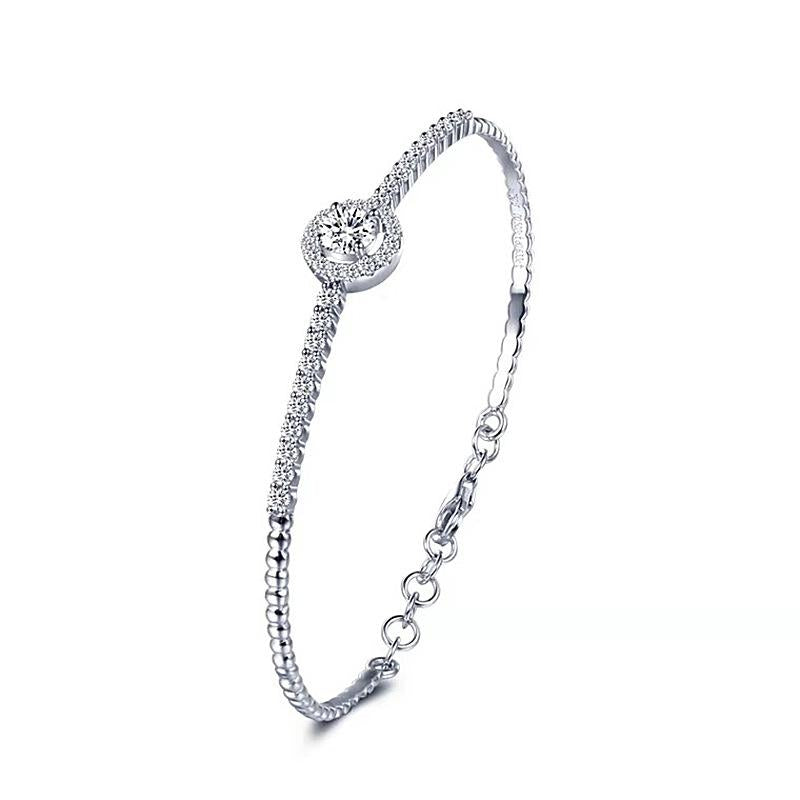 S925 Sterling Silver Bracelet with 50-point Moissanite