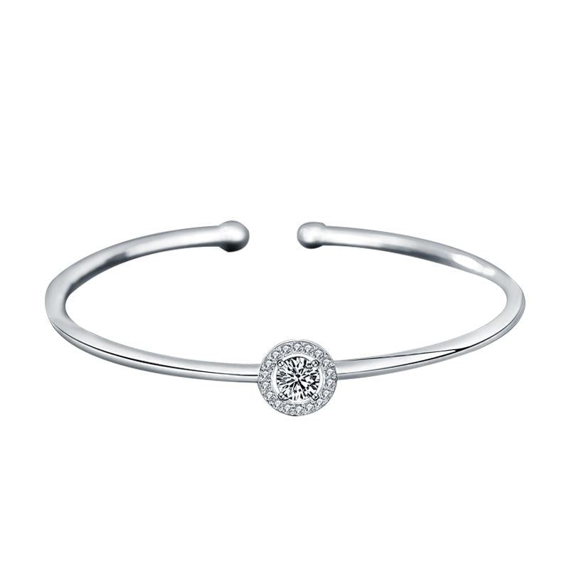 S925 Sterling Silver Open Cuff Bracelet with Moissanite