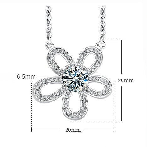 Petal-shaped Moissanite Pendant Necklace in S925 Sterling Silver