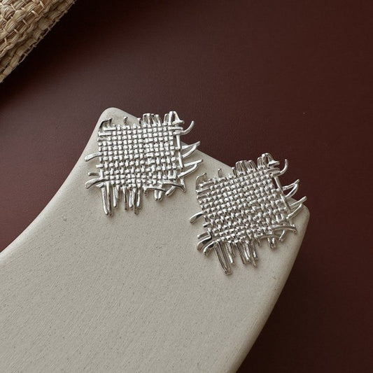 RHOMBUS WEAVE TEXTURE EARRINGS