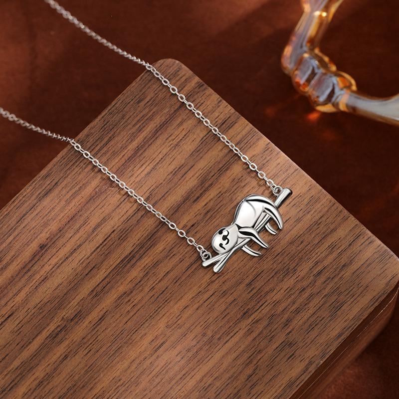 S925 Sterling Silver Sloth-shaped Pendant Necklace