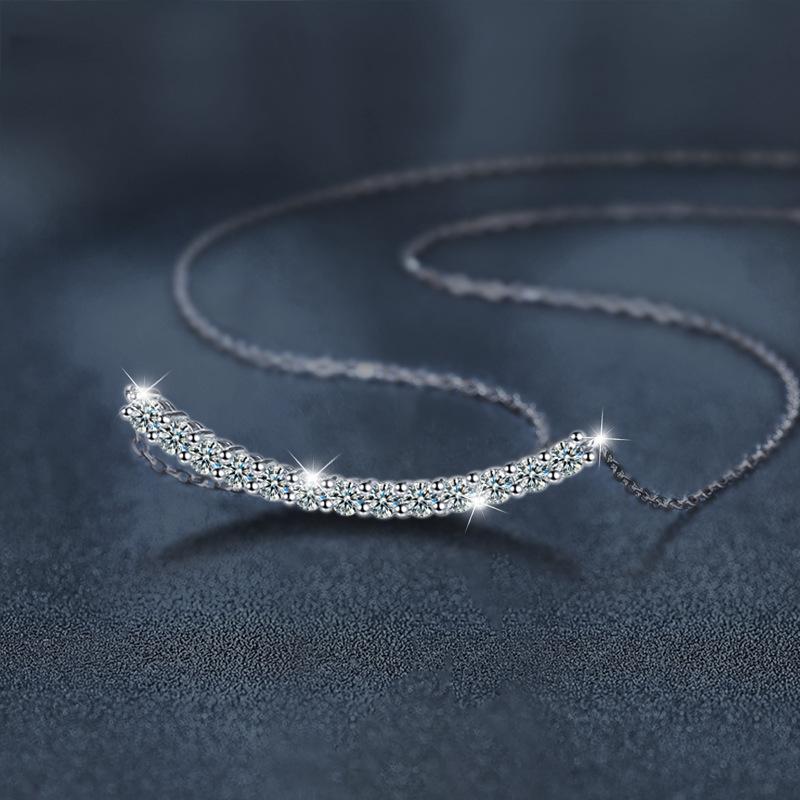 Moissanite Smile Pendant with S925 Sterling Silver Chain