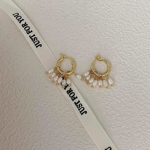 DEWDROP BAROQUE PEARL HOOP EARRINGS