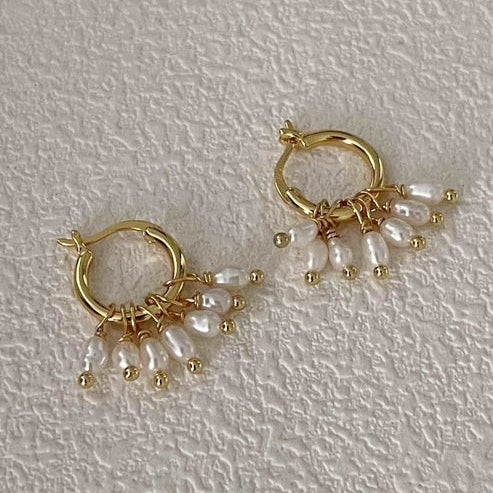 DEWDROP BAROQUE PEARL HOOP EARRINGS